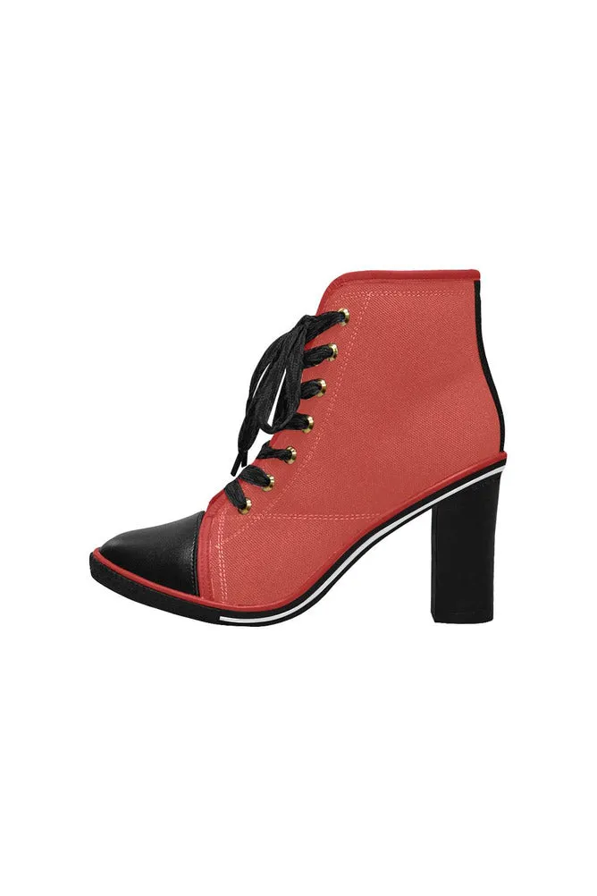 Living Coral Women's Lace Up Chunky Heel Ankle Booties (Model 054)