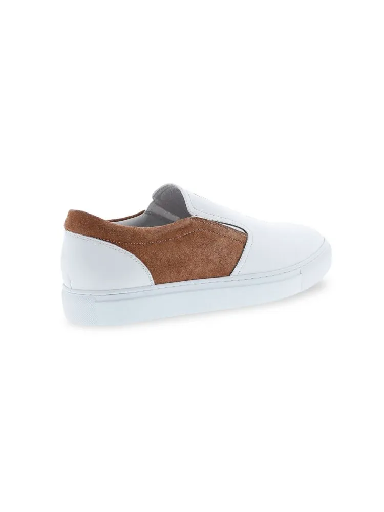 Marcel French Connection leather and suede slip-on sneakers, white