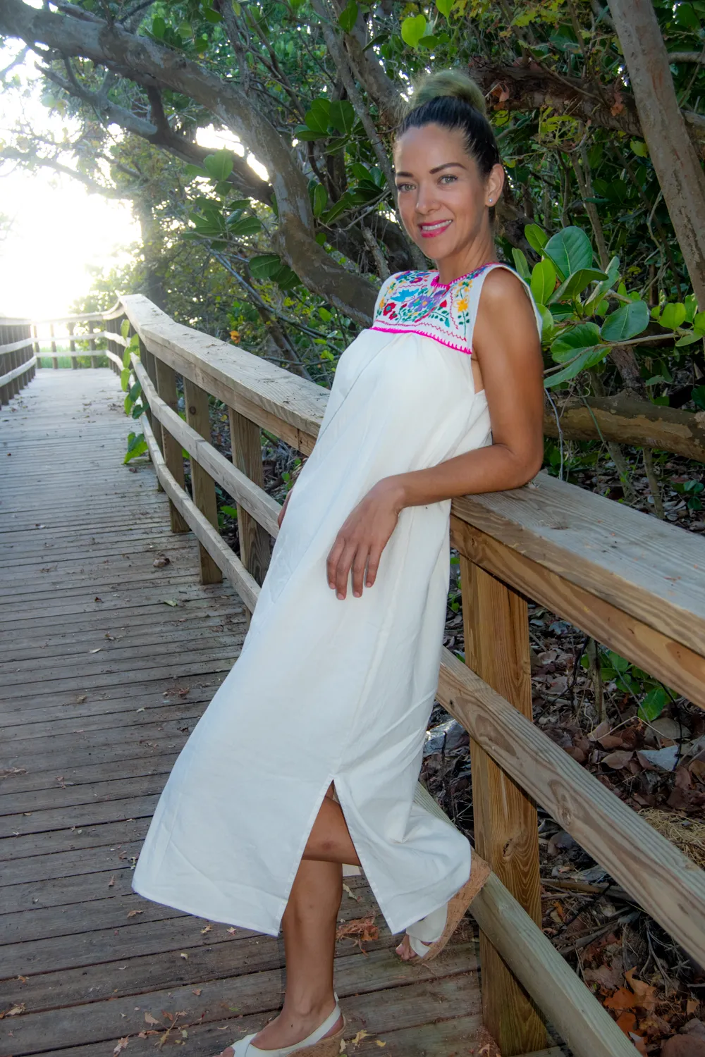 Maxi Isidra, White Mexican Embridered Dress