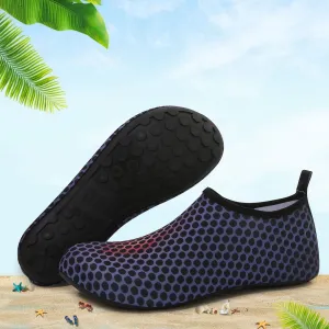 Men and Women a Slip On Barefoot Quick-Dry Beach Aqua Yoga Water Shoes (Black Dots/Purple)