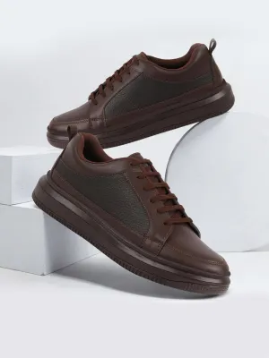 Men Brown Classic Chunky Lace Up Sneaker Ankle Shoes|Walking|Low Top|Casual Shoe