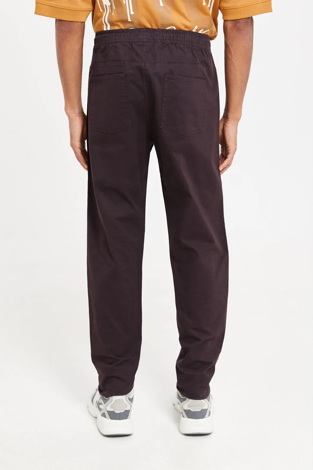 Men Purple Pull-On Trousers