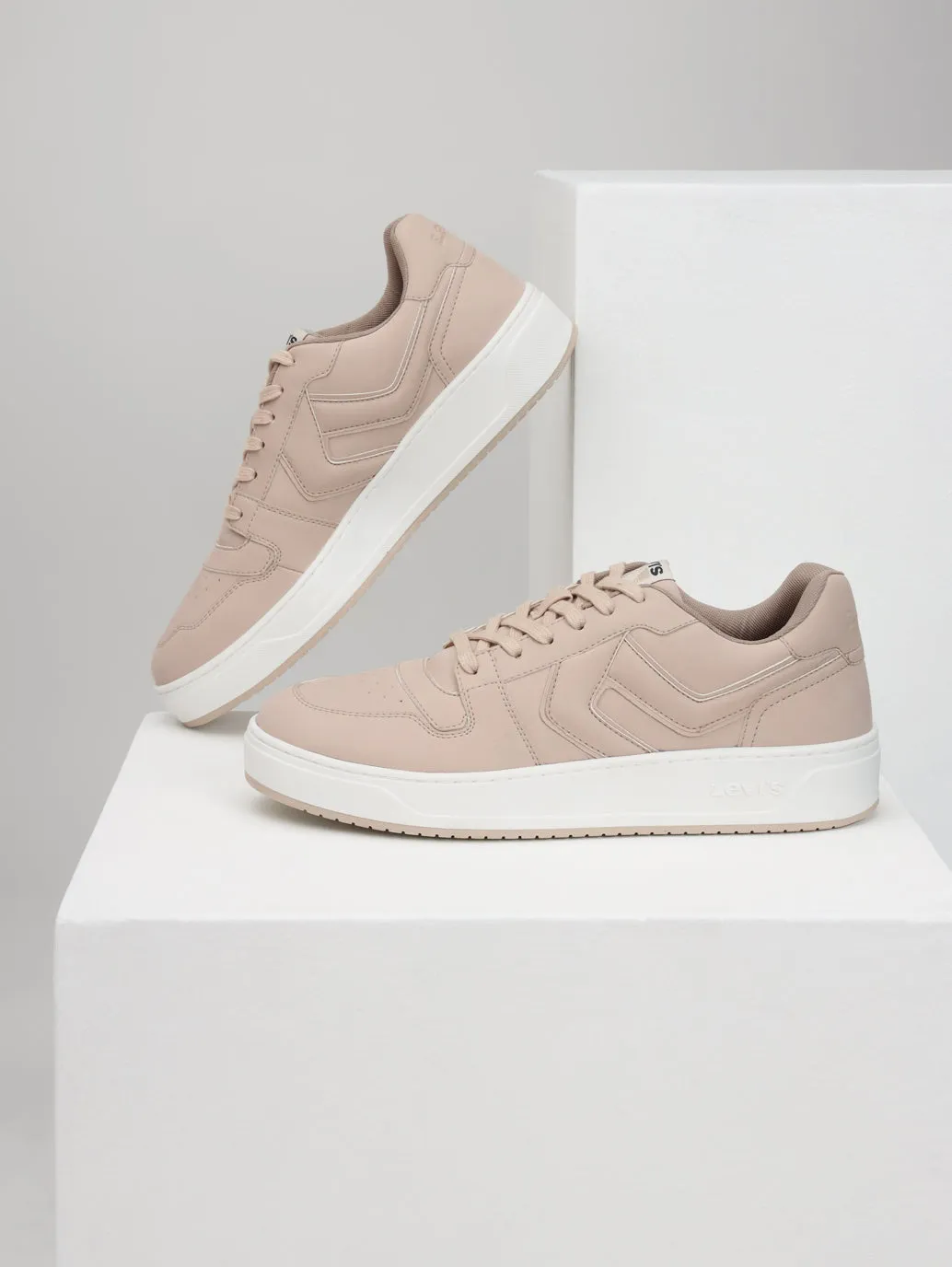 Men's Beige Solid Sneakers