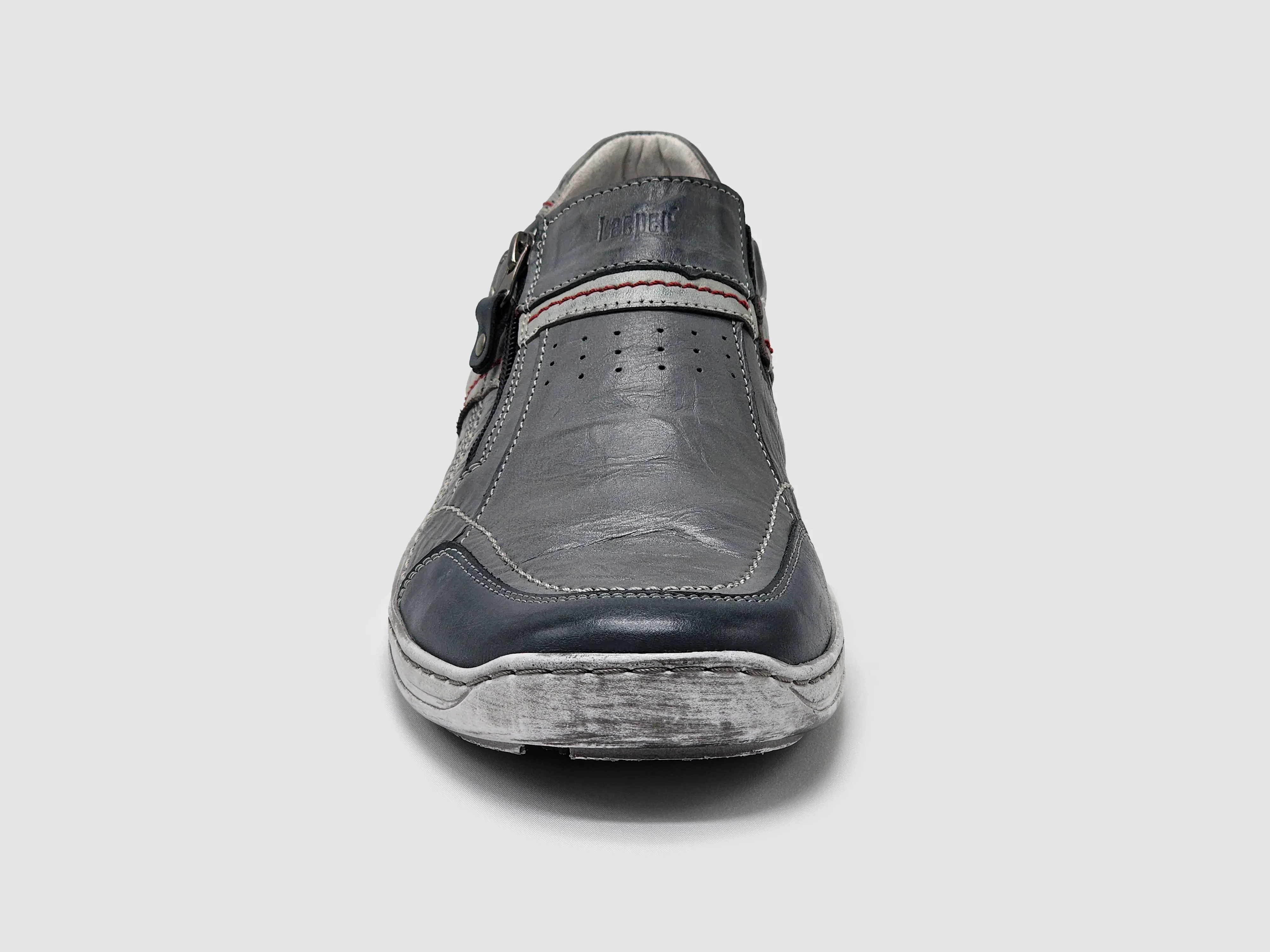 Men's Everyday Zip-Up Slip-On Leather Shoes - Dark Grey