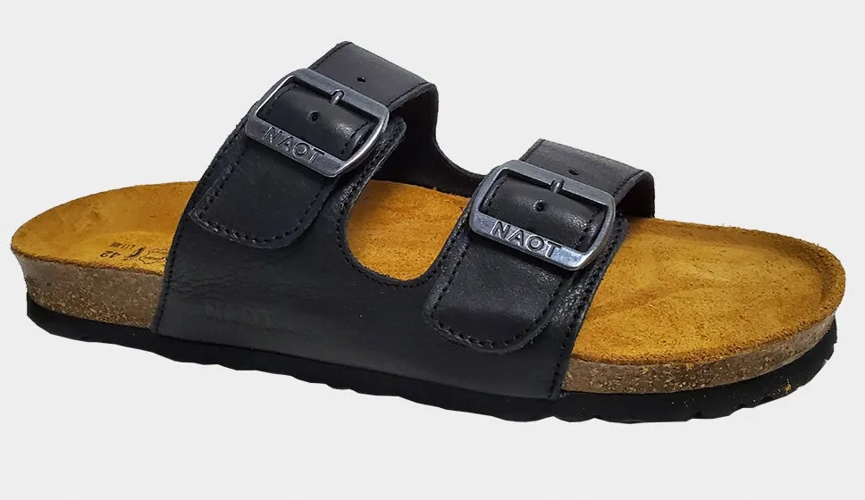 Mens Naot Santa Barbara Wide Sandal 7515-BA6 Soft Black Leather - RETURNING SPRING 2025