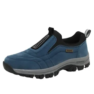 Men's Outdoor Winter Slip-On Sneakers - Breathable Suede Leather, Anti-Skid Casual Walking Shoes