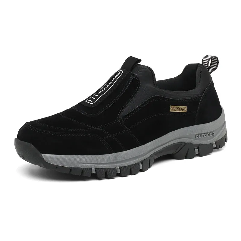 Men's Outdoor Winter Slip-On Sneakers - Breathable Suede Leather, Anti-Skid Casual Walking Shoes