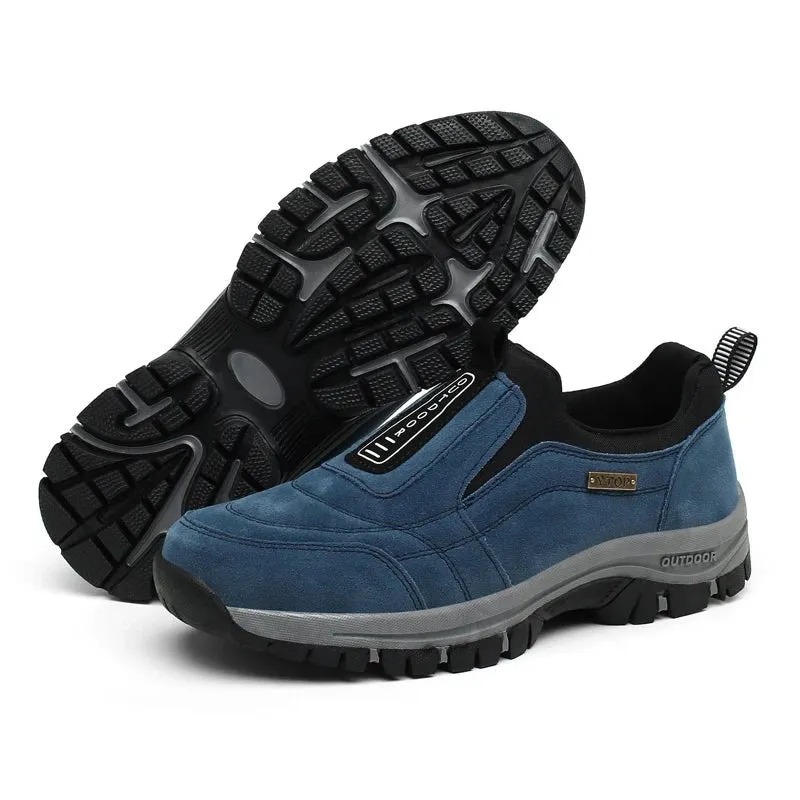 Men's Outdoor Winter Slip-On Sneakers - Breathable Suede Leather, Anti-Skid Casual Walking Shoes