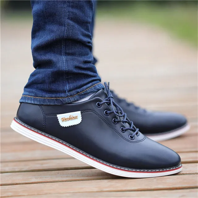 Men's PU Leather Business Casual Shoes for Man Outdoor Breathable Sneakers Male Fashion Loafers Walking Footwear Tenis Feminino