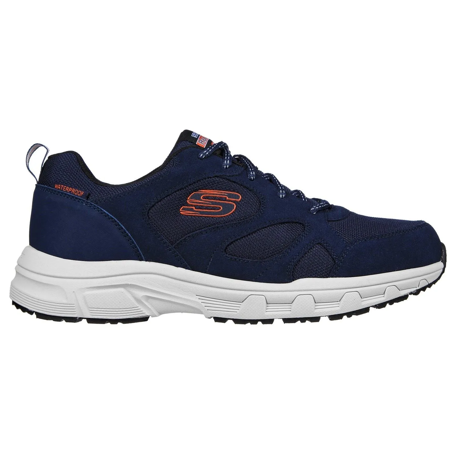 Men's Wide Fit Skechers 237348 Oak Canyon Sunfair Trekking Low Cut Trainers - Navy/Orange