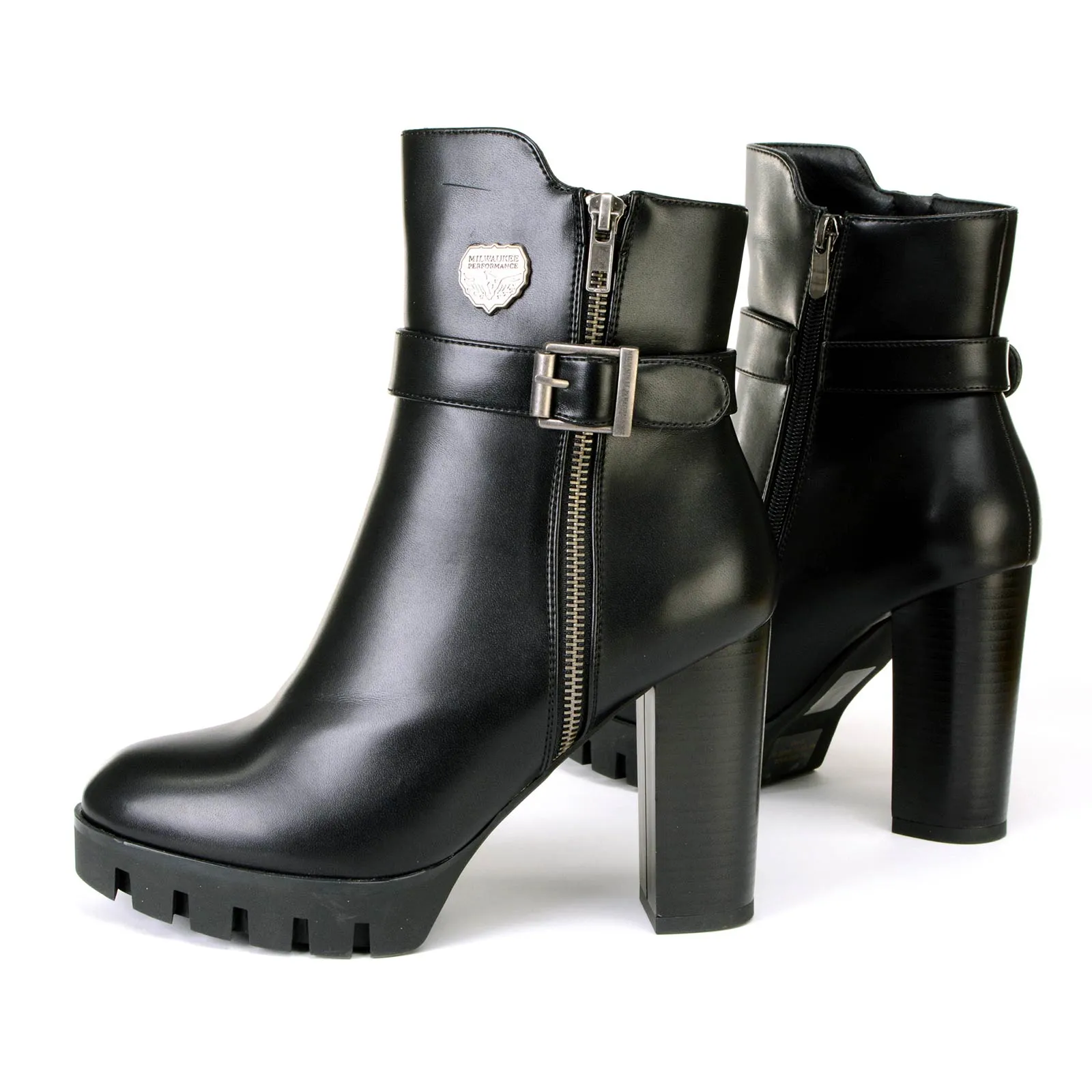 Milwaukee Leather MBL9430 Women's Black Fashion Casual Boots with Side Zipper Entry