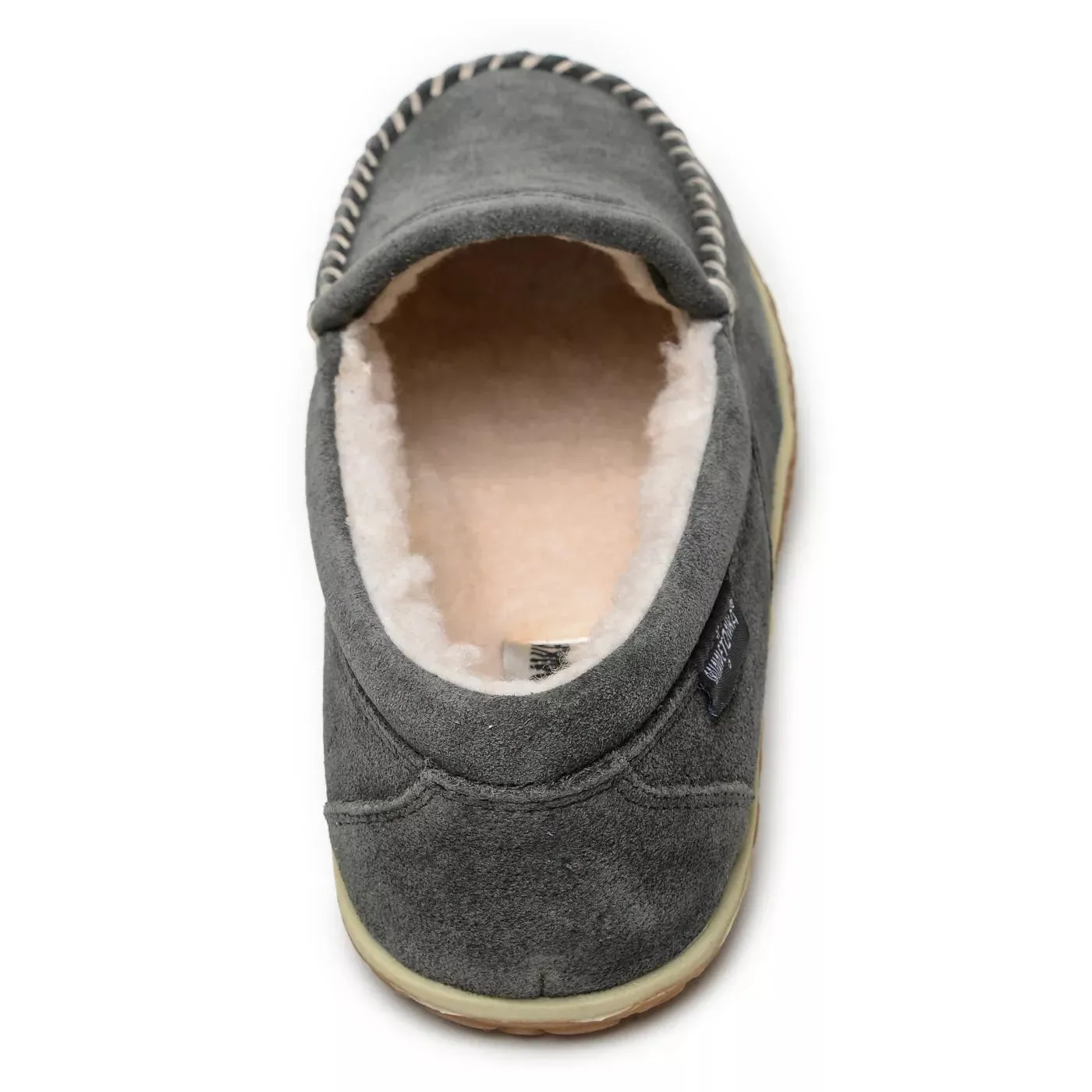 'Minnetonka' Men's Suede Tilden Moc Slipper - Grey (Wide)