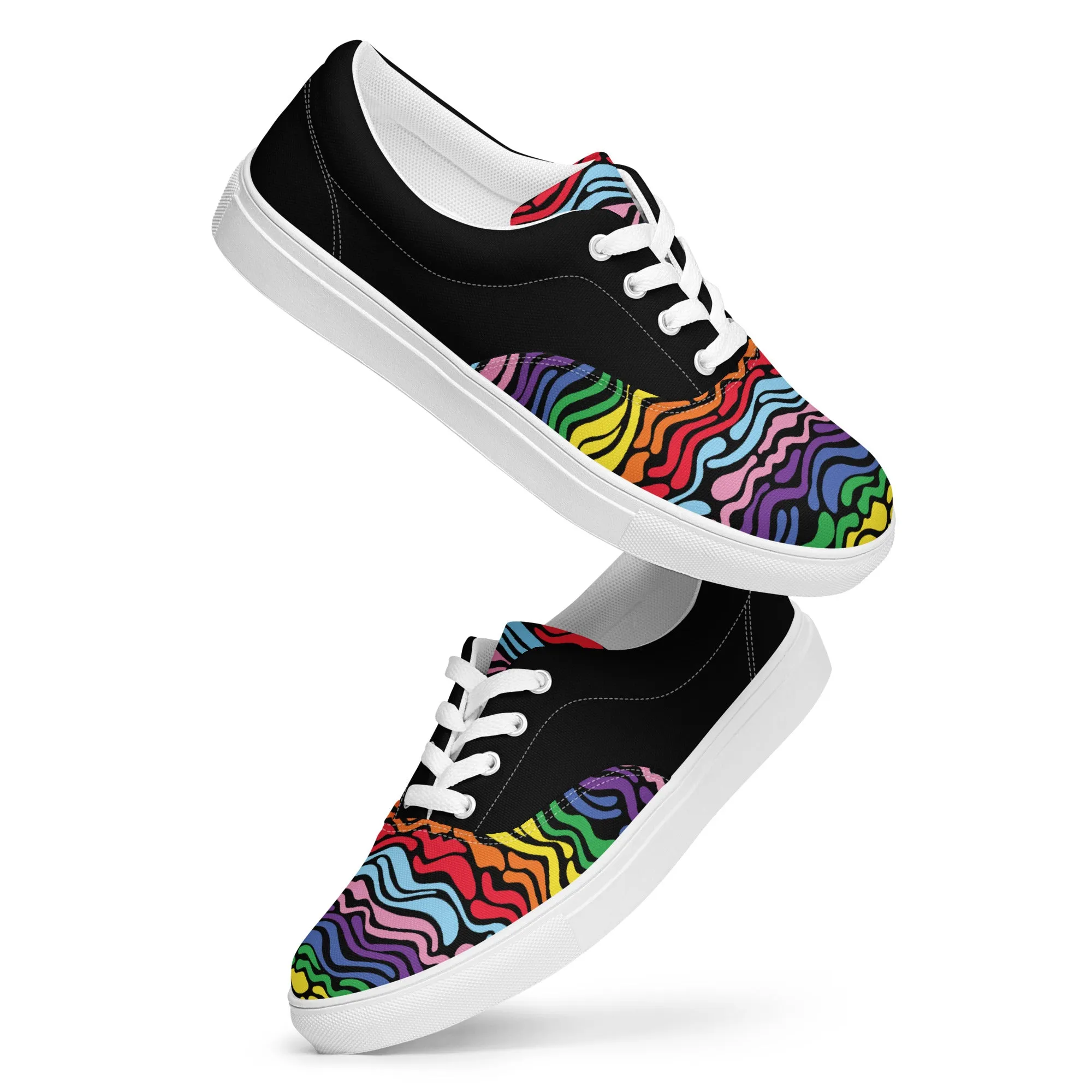 Modern Rainbow Wave Women’s Lace-up Canvas Shoes