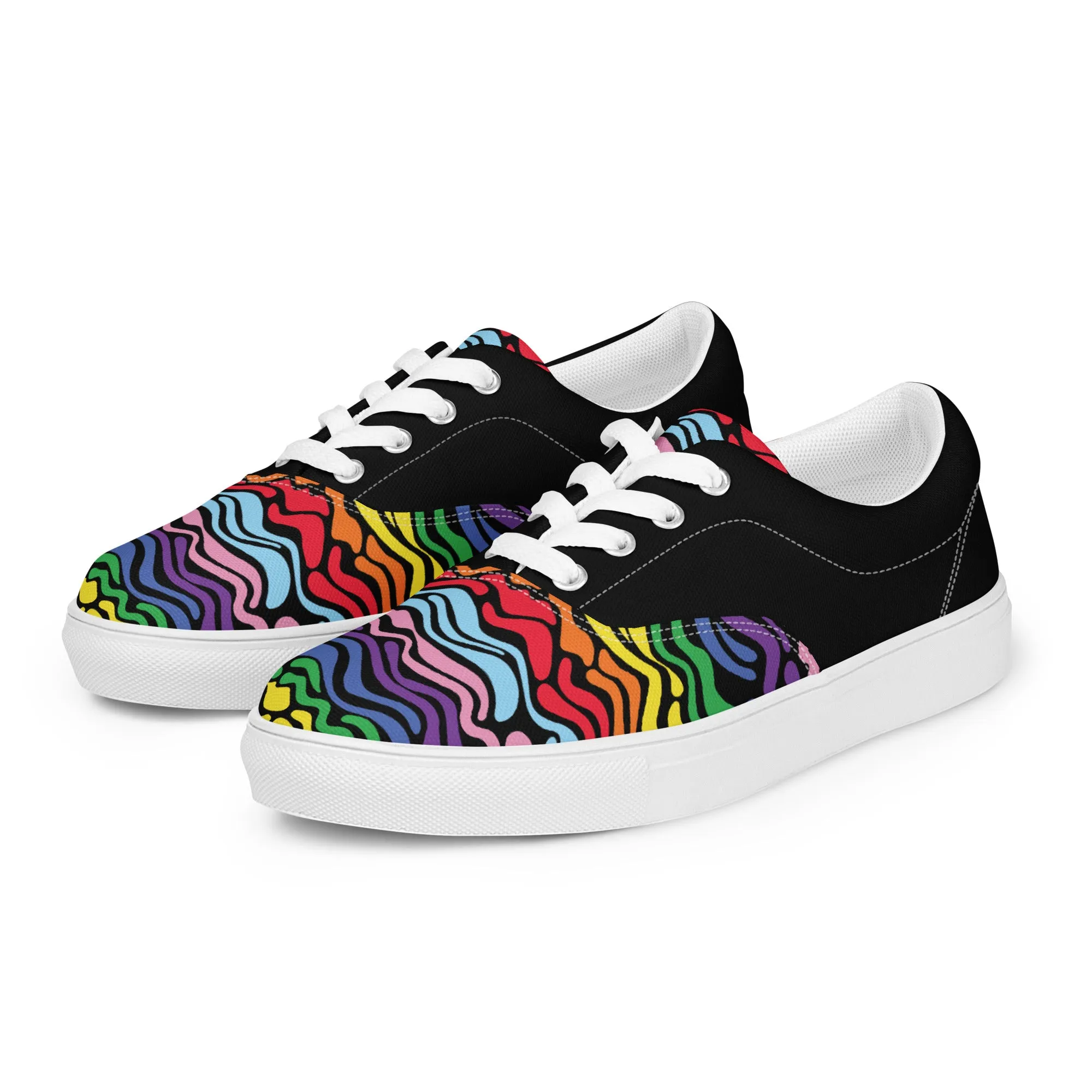 Modern Rainbow Wave Women’s Lace-up Canvas Shoes