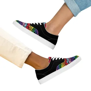 Modern Rainbow Wave Women’s Lace-up Canvas Shoes