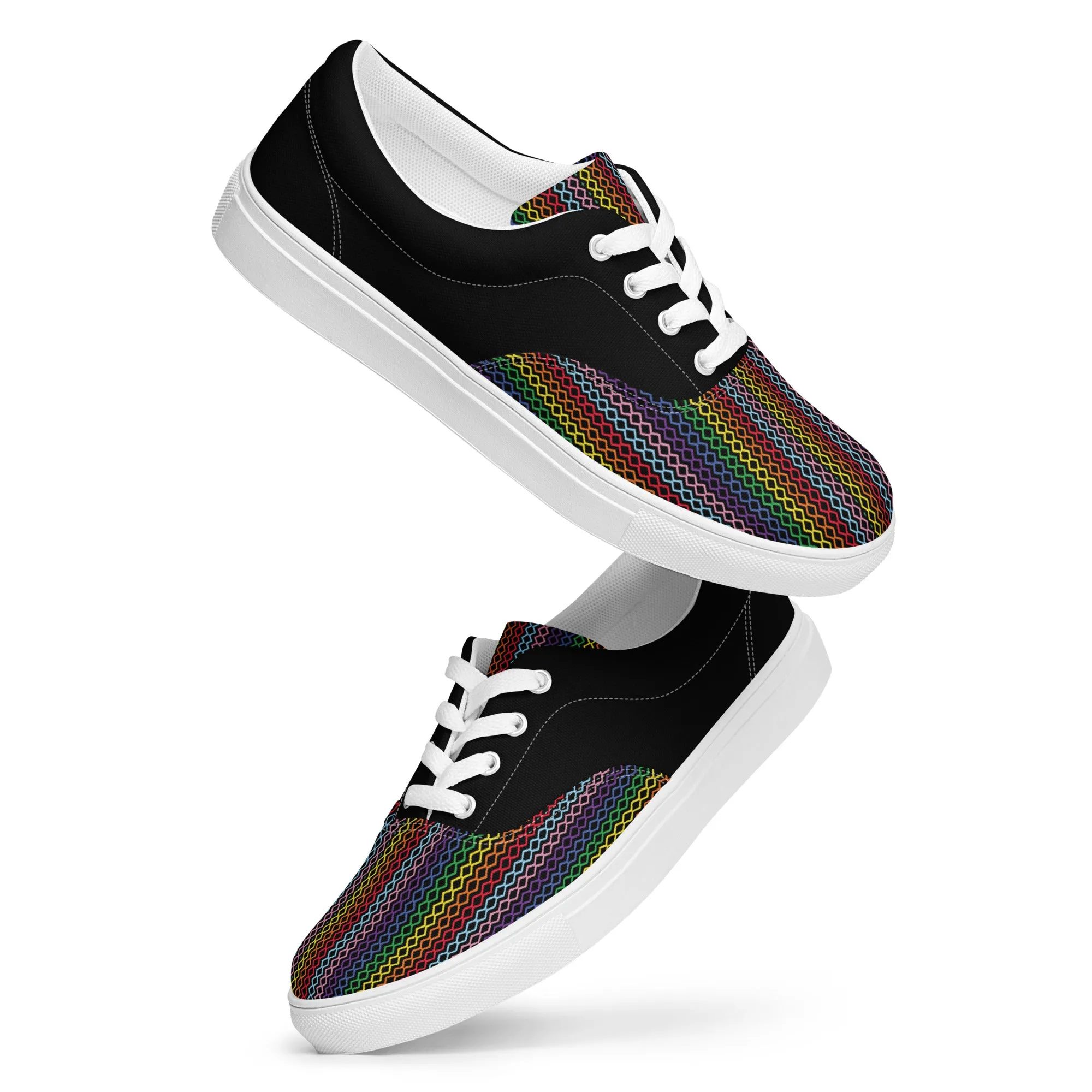 Modern rainbow Women’s Lace-up Canvas Shoes