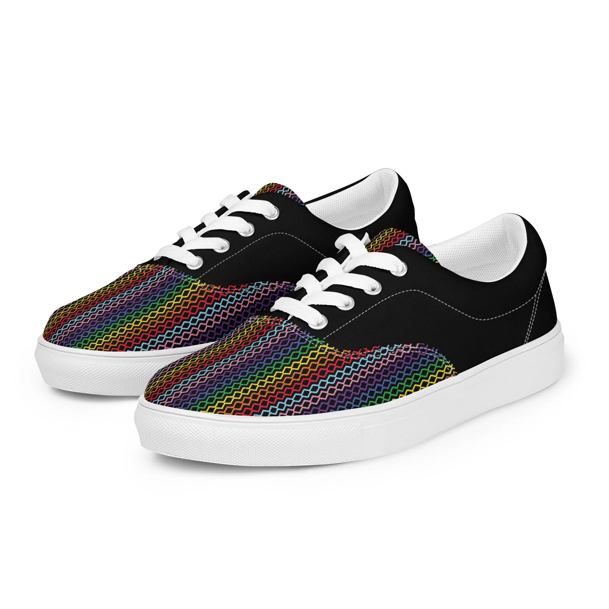 Modern rainbow Women’s Lace-up Canvas Shoes