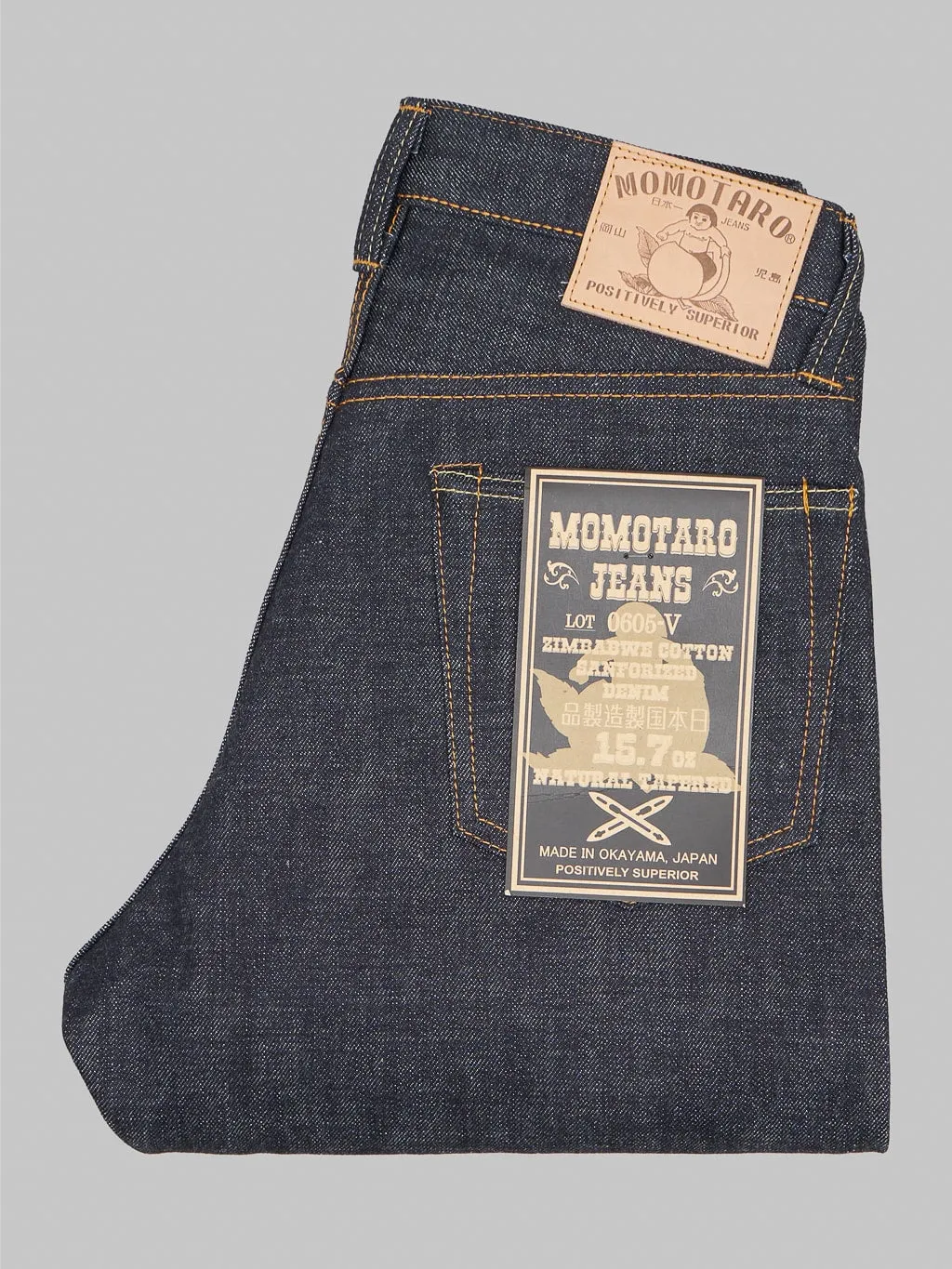 Momotaro 0605-V 15.7oz Natural Tapered Jeans