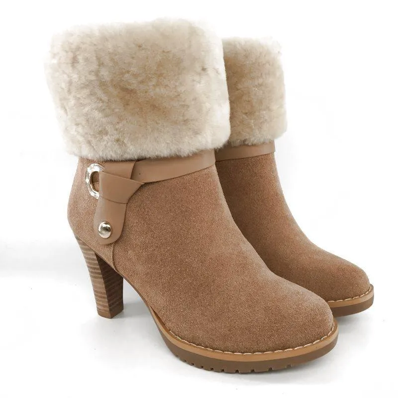 MUBO UGG BOOTS High Heel Insole TPR Sole Chestnut