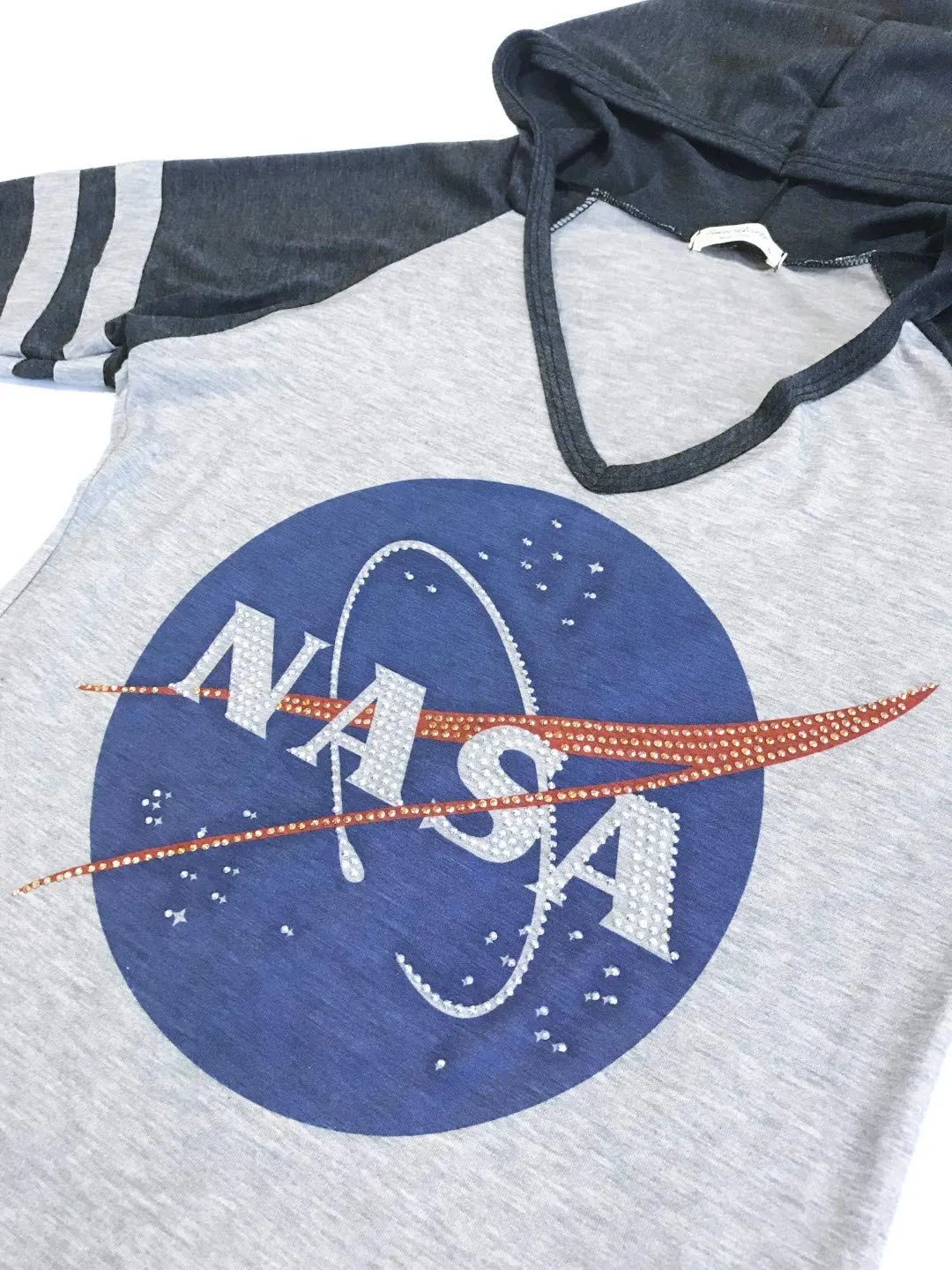 NASA Logo Hooded 3/4 Sleeve Sweatshirt