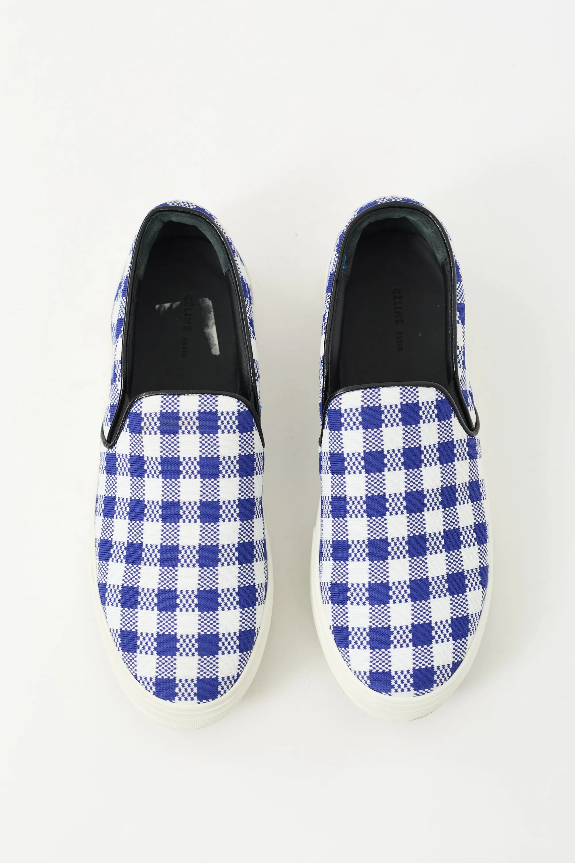 Navy & White Plaid Slip On Sneaker