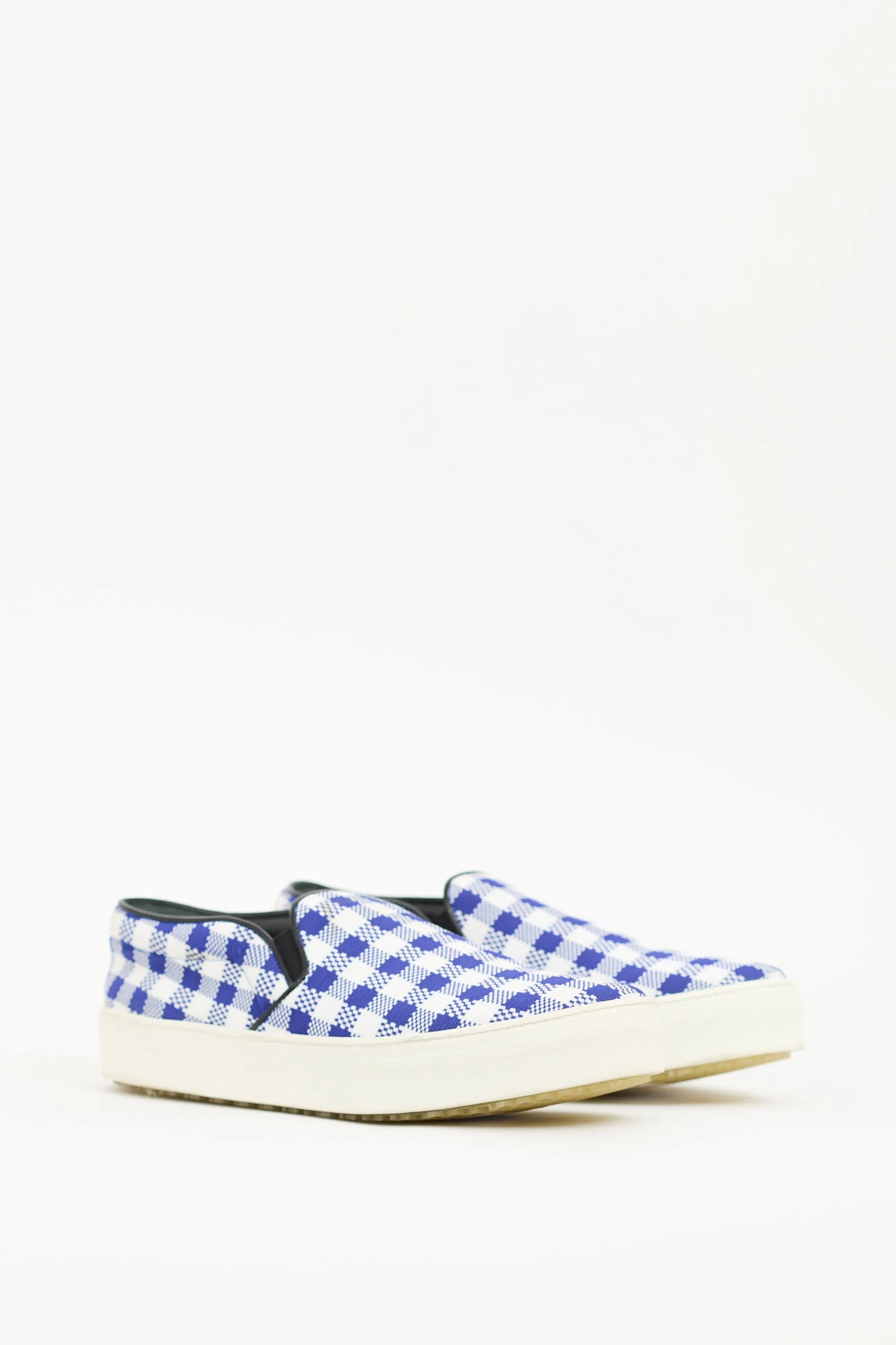 Navy & White Plaid Slip On Sneaker