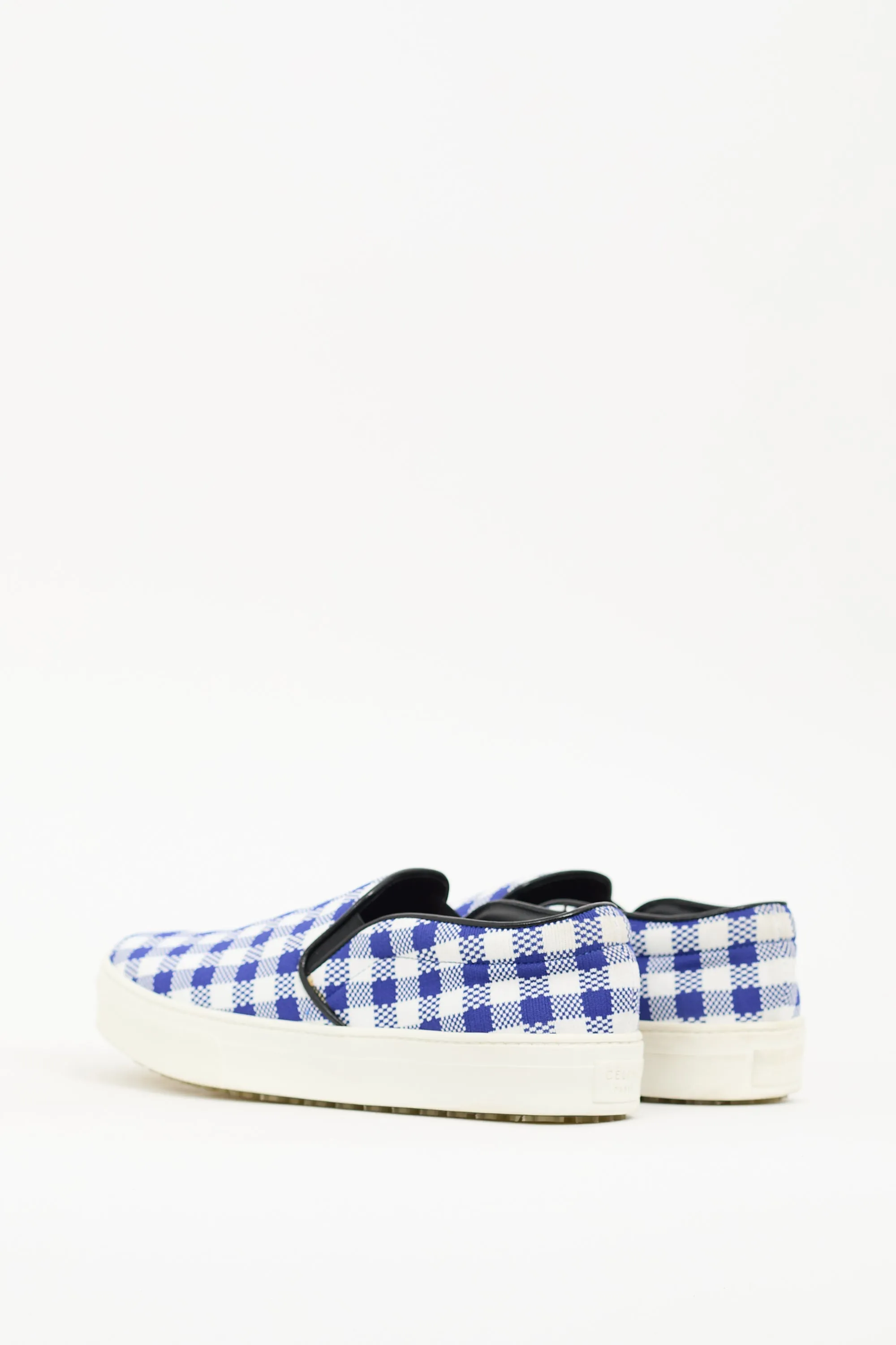 Navy & White Plaid Slip On Sneaker