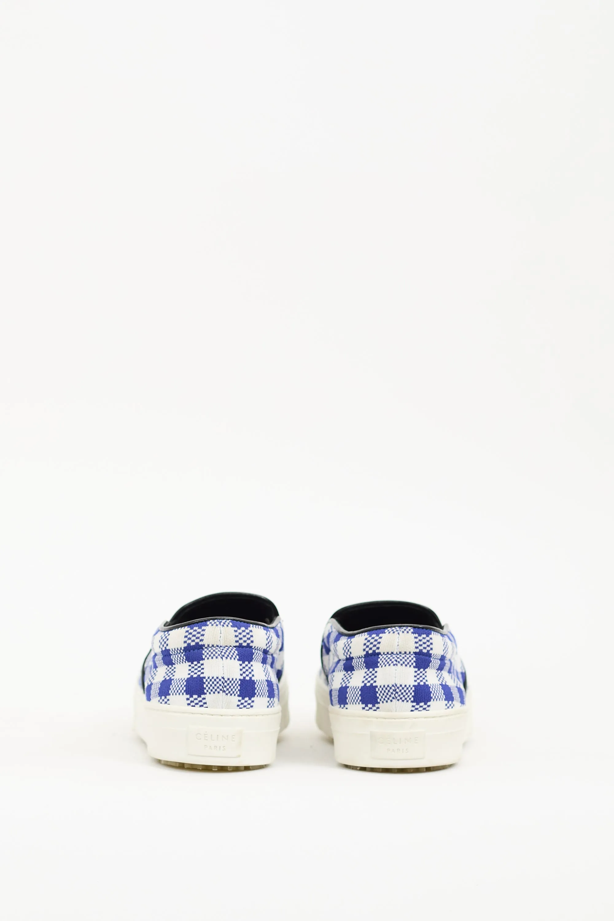 Navy & White Plaid Slip On Sneaker