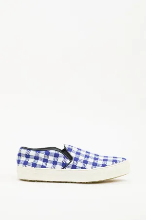 Navy & White Plaid Slip On Sneaker