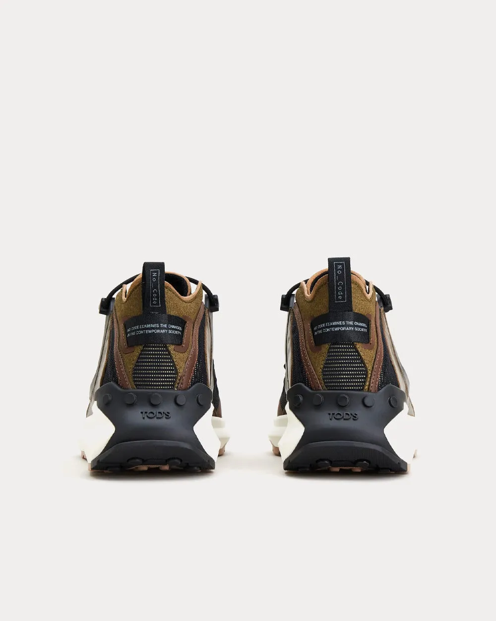 No_Code J in Technical Fabric & Leather Black / Brown Mid Top Sneakers