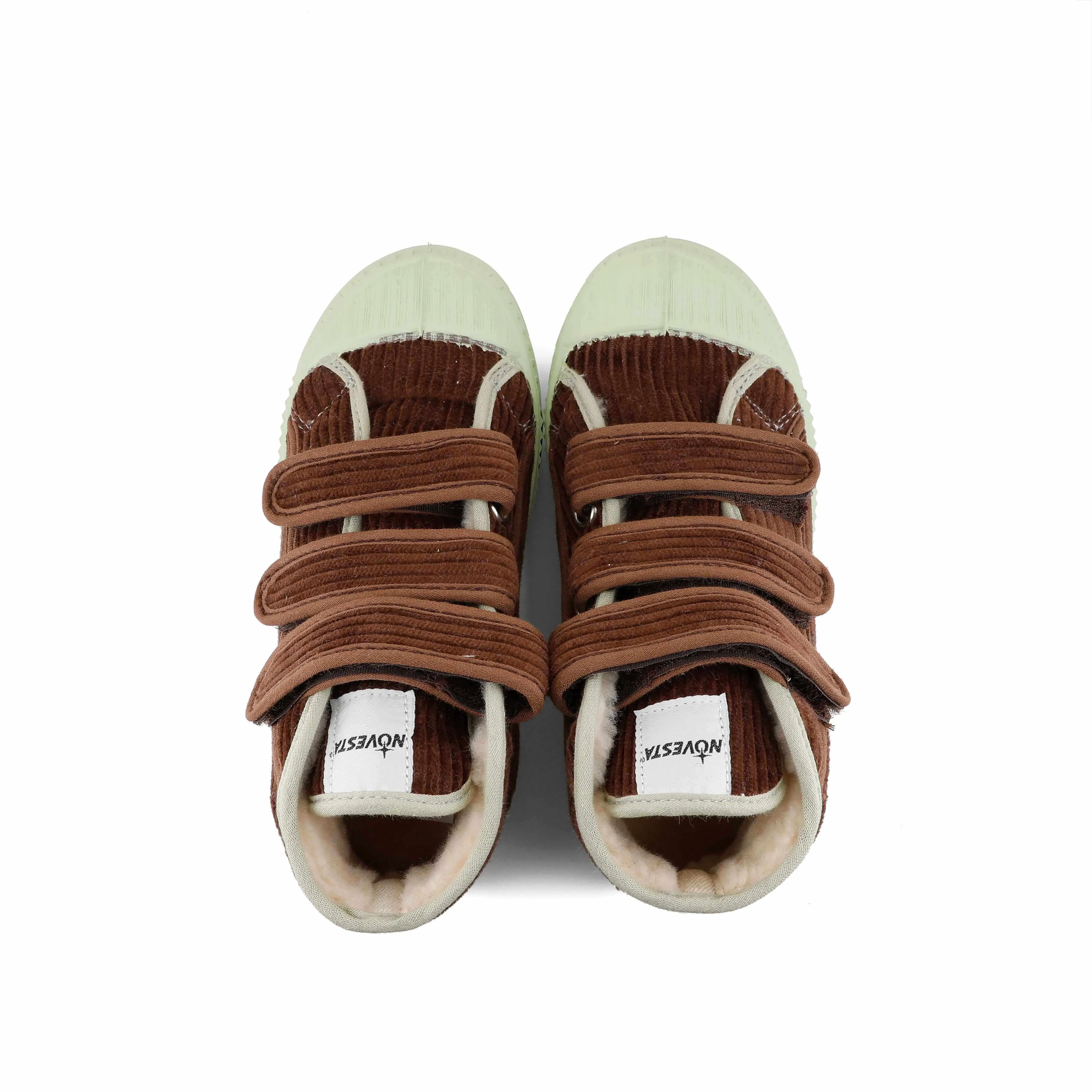 Novesta - Star Dribble Kid Velcro Corduroy shoes - Brown / Mint