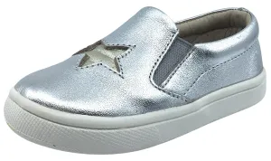 Old Soles Boy's and Girl's Silver Starey Hoff Leather Sneakers