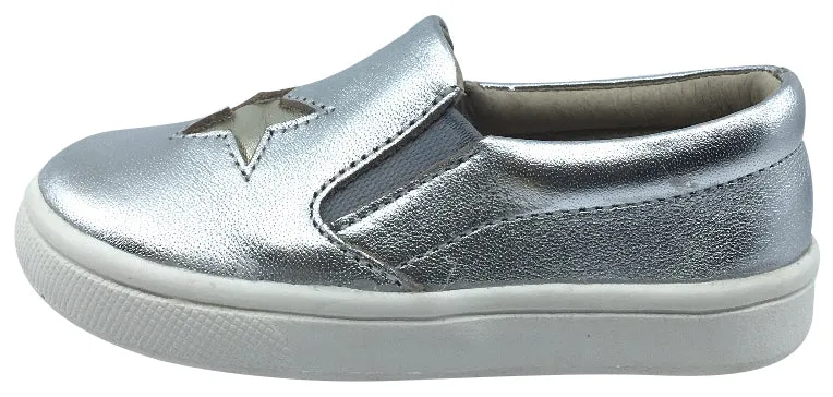 Old Soles Boy's and Girl's Silver Starey Hoff Leather Sneakers