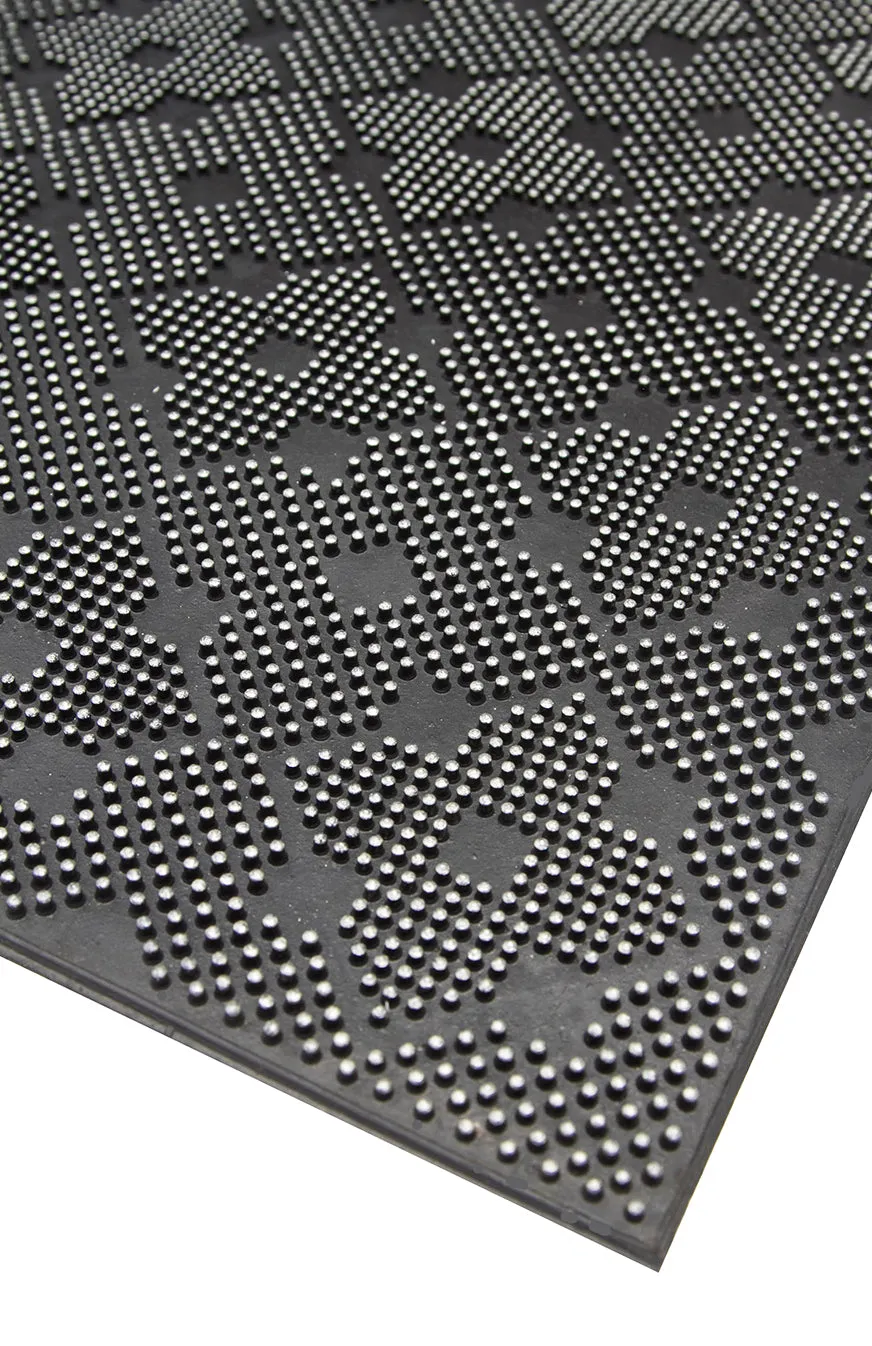 OnlyMat Lightweight Black Rubber Pin Floor Mat with Designer Pattern - Indoor / Outdoor, Waterproof