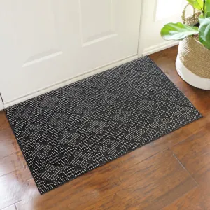 OnlyMat Lightweight Black Rubber Pin Floor Mat with Designer Pattern - Indoor / Outdoor, Waterproof