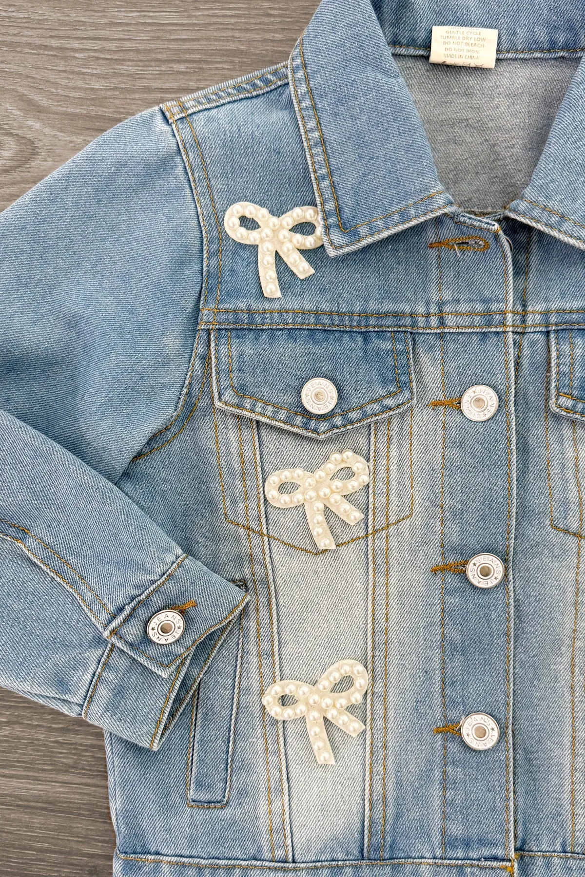 Pearl Bow Denim Jacket