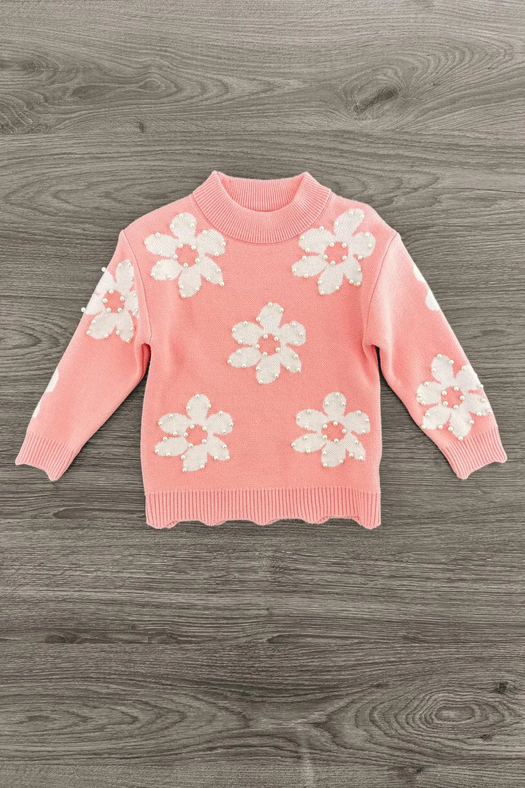 Pink Pearl Flower Sweater Legging Set