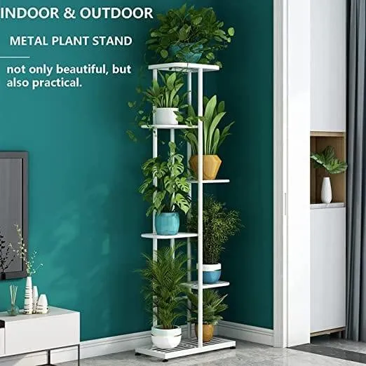 Plant Stand Metal 6 Tier 7 Potted Multiple Flower Pot Holder Shelf Indoor Outdoor Planter Display Shelving Unit For Patio Garden Corner