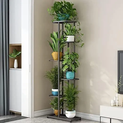 Plant Stand Metal 6 Tier 7 Potted Multiple Flower Pot Holder Shelf Indoor Outdoor Planter Display Shelving Unit For Patio Garden Corner