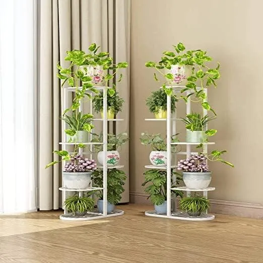 Plant Stand Metal 6 Tier 7 Potted Multiple Flower Pot Holder Shelf Indoor Outdoor Planter Display Shelving Unit For Patio Garden Corner