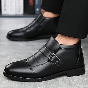 Plus Size Mens Stylish Durable Ankle Boots - Luxurious Plush Lining, Slip-Resistant, Versatile Casual Business Shoes - Ideal for Cold Weather Outdoor Adventures, Winter Season - Designed for Fashion-Conscious Men