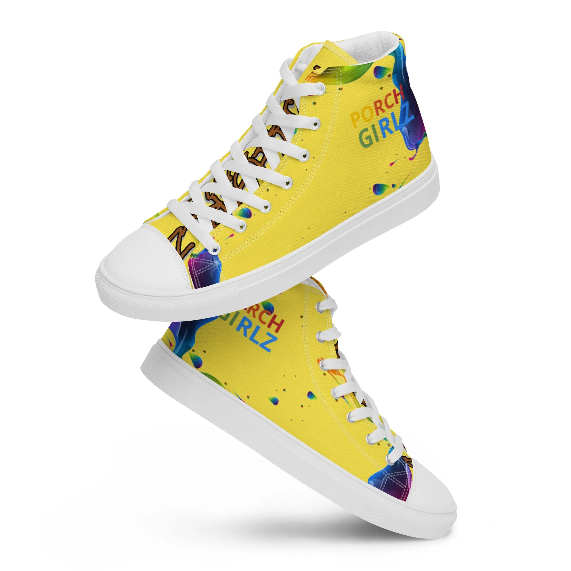 PORCHGIRLZ PARIS DAISY YELLOW Women’s high top canvas shoes