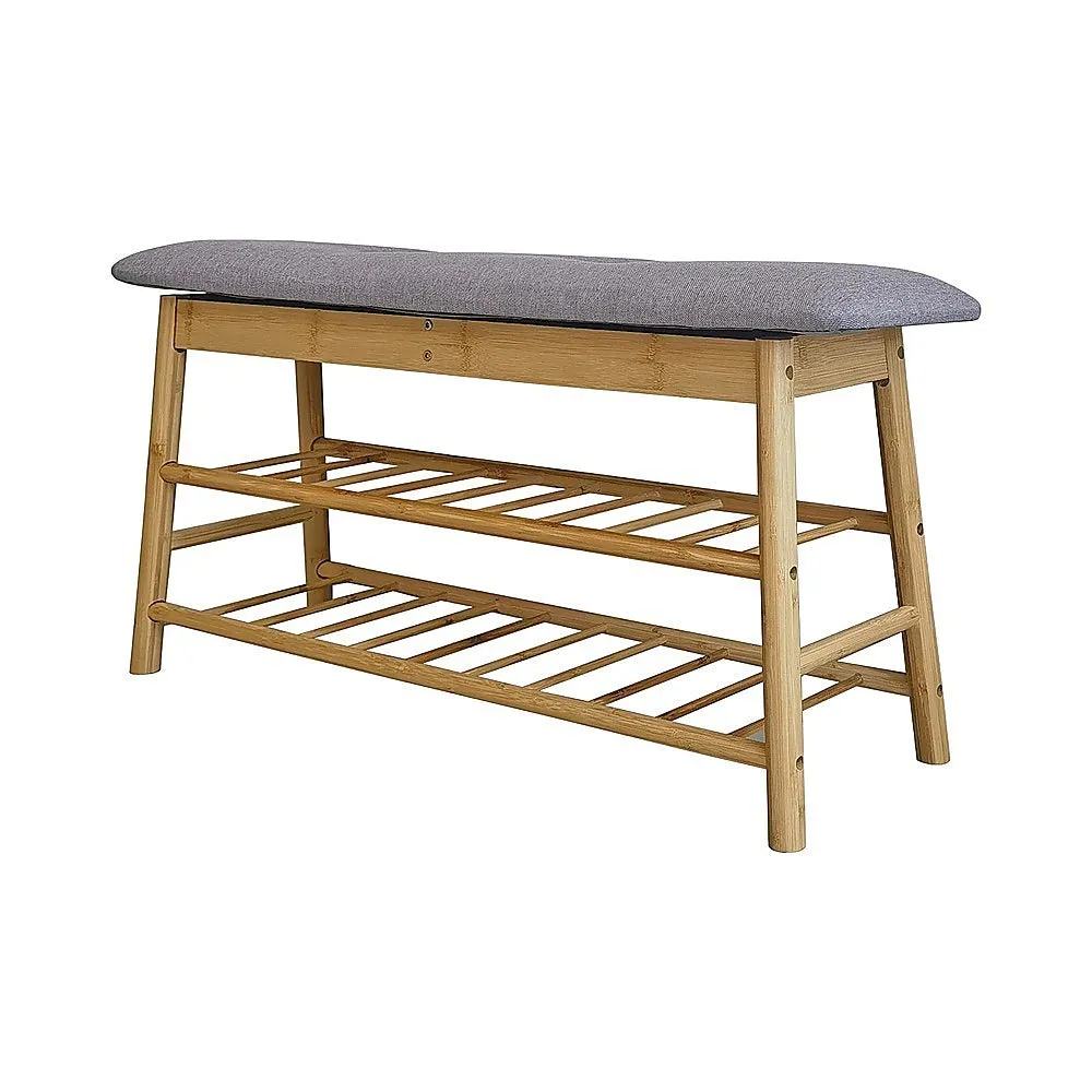 Premium Wood Stool Shoe Storage Rack with Cushion