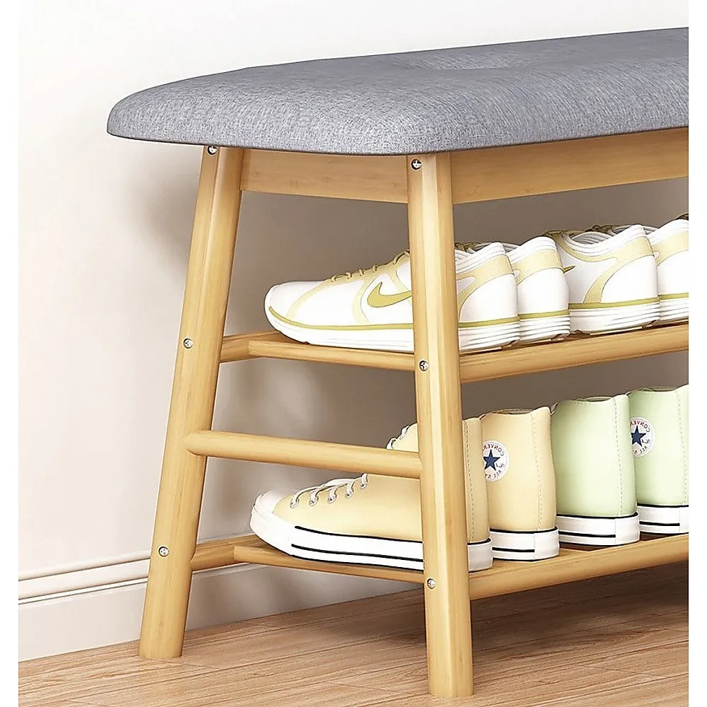 Premium Wood Stool Shoe Storage Rack with Cushion