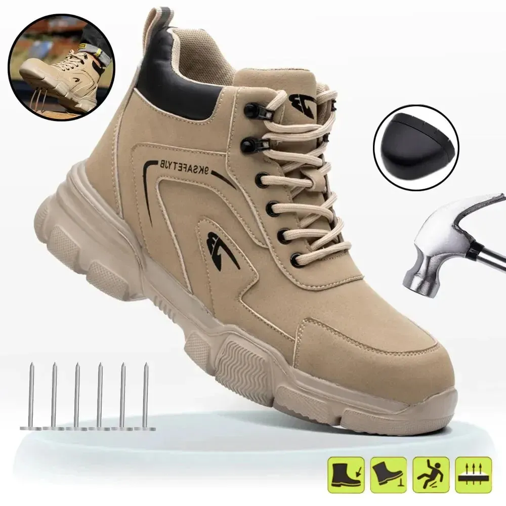 Protective Shoes Men's Safety Anti-smashing Stab Steel Toe Work Boots.