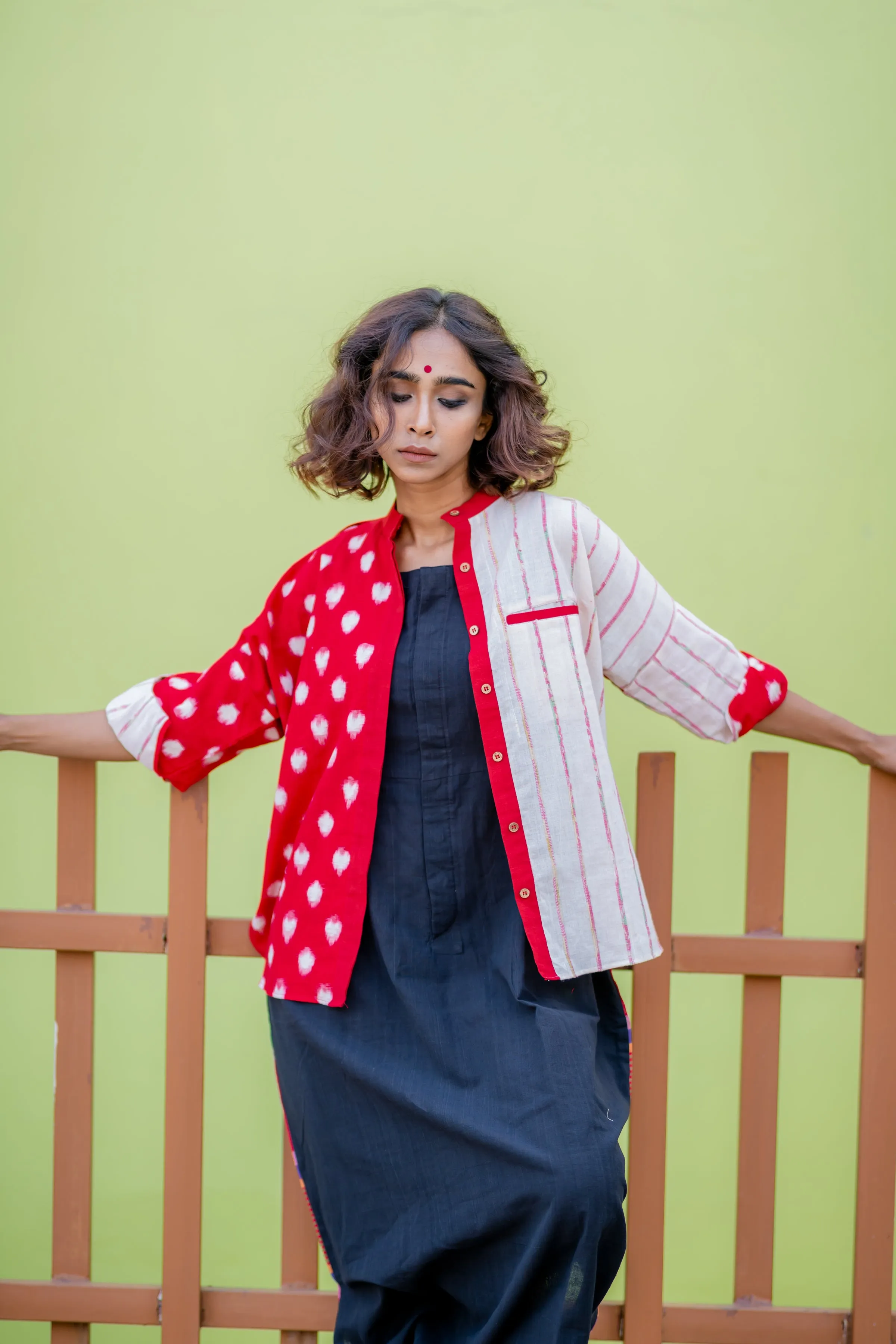 Red & White Half n Half Shirt : HIJI BIJI