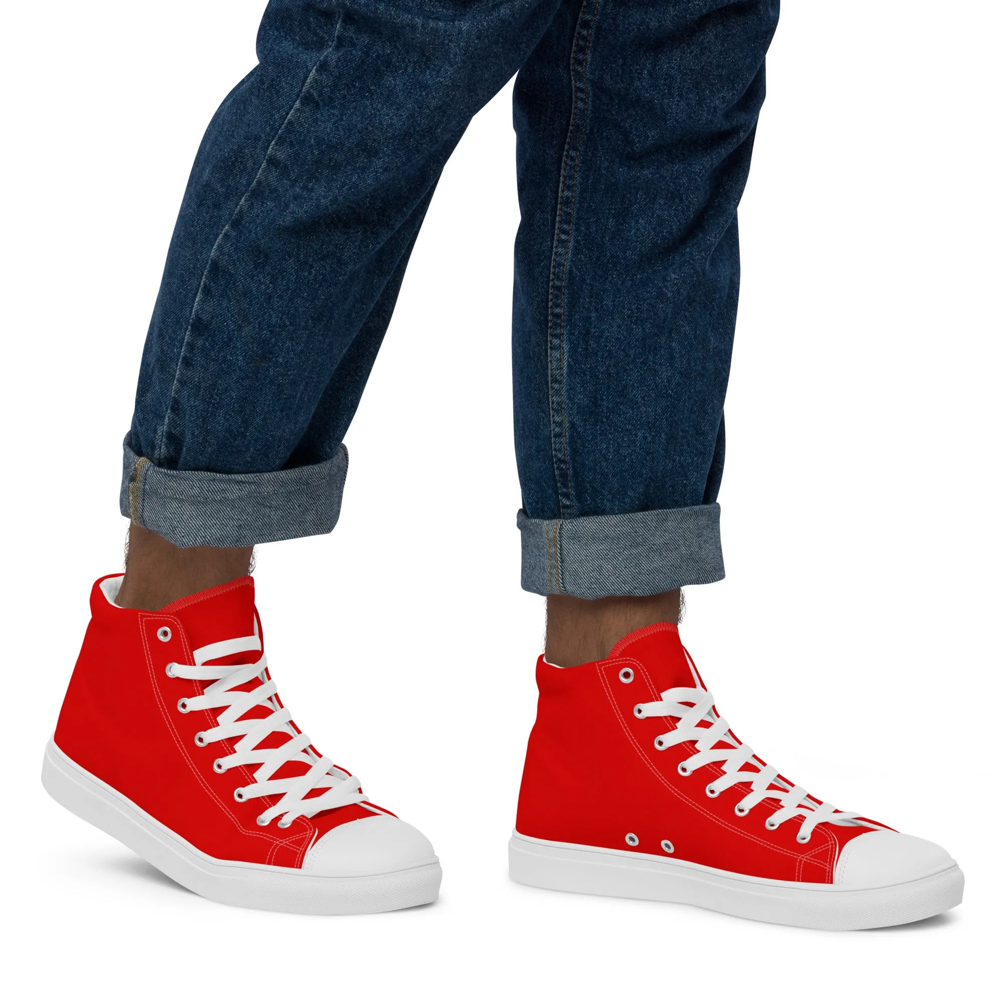 Red Men’s high top canvas shoes