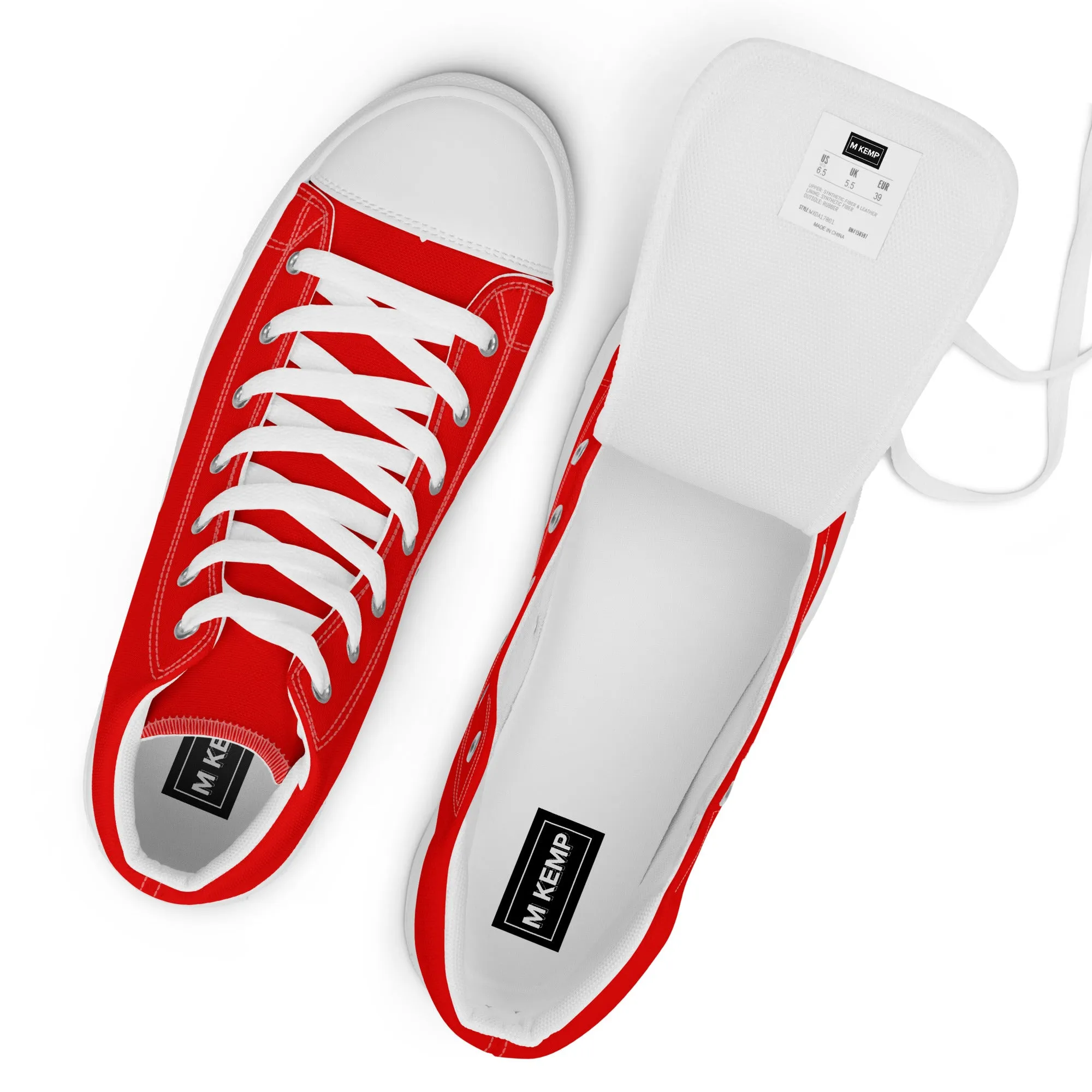 Red Men’s high top canvas shoes