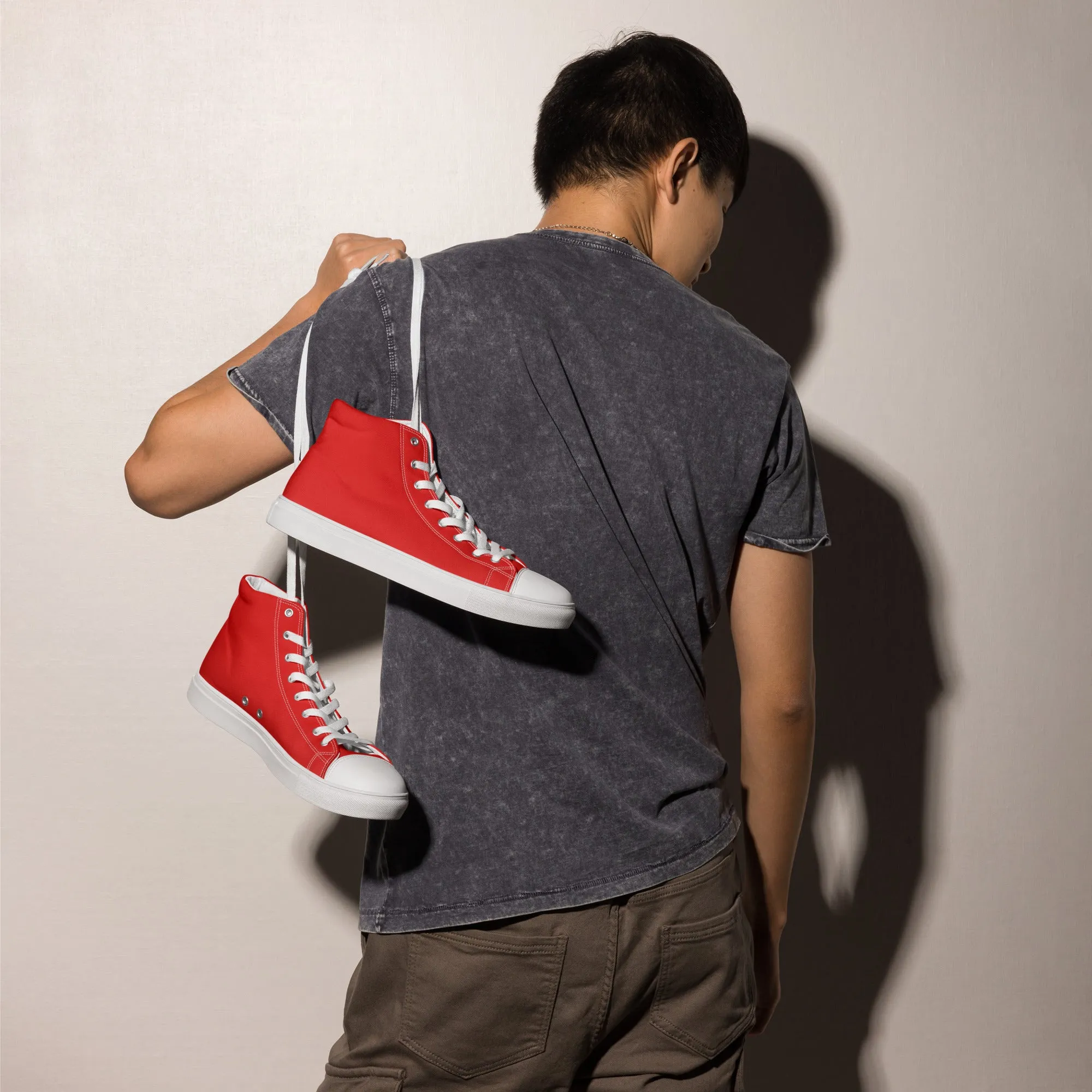 Red Men’s high top canvas shoes