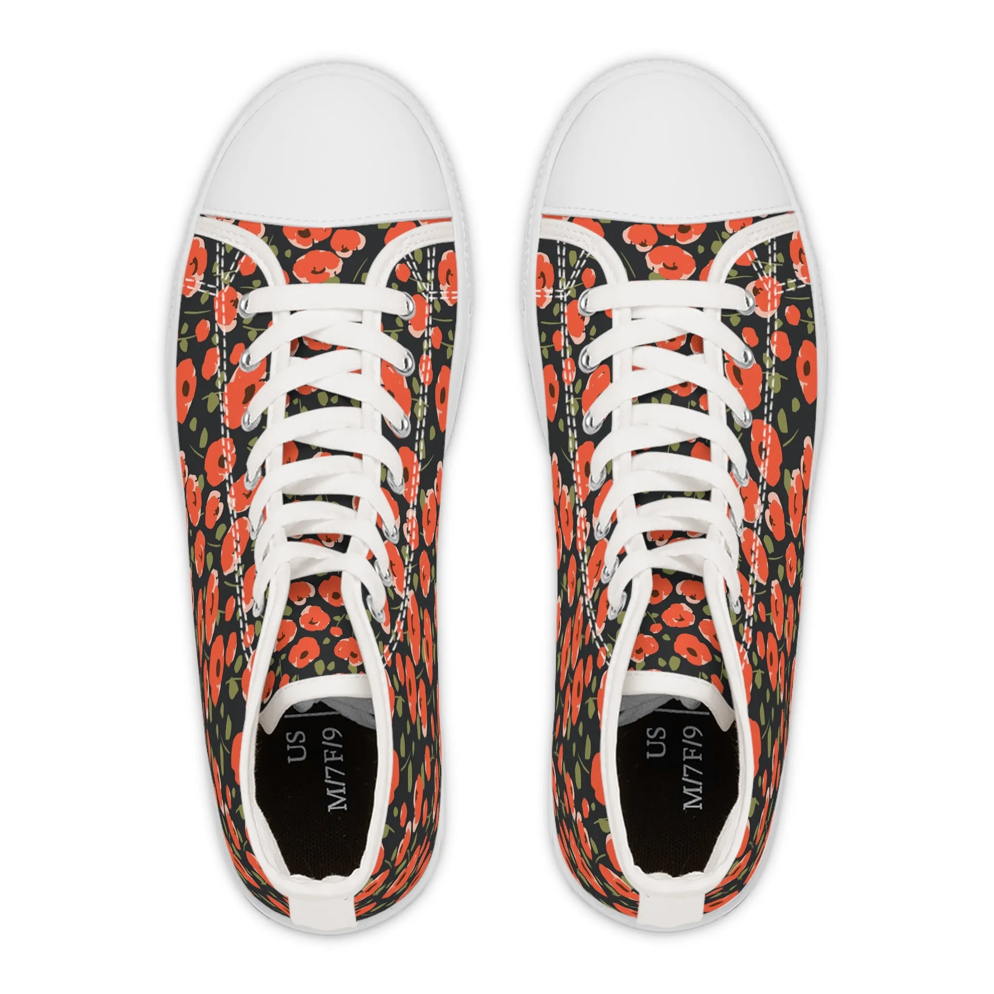 Red Poppy Flowers Women's High Top Sneakers